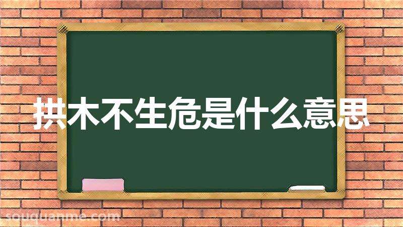 拱木不生危是什么意思 拱木不生危的拼音 拱木不生危的成语解释